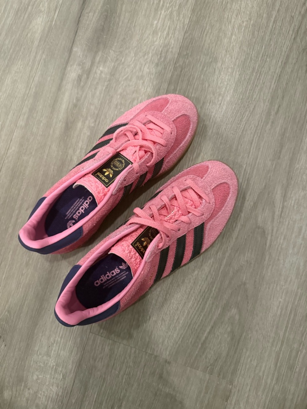 adidas Pink Suede Sneakers with Black Stripes